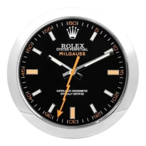 Milgauss Wall Clock 34cm – Black Dial with Orange Lightning Accent