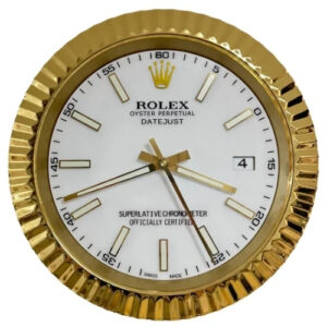 Date-Just Wall Clock – Gold & White Presidential Style | 34 cm Luxury Edition