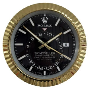 Sky Dweller Wall Clock 34cm – Gold and Black With Date Luxury Silent Wall Clock