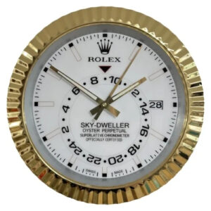 Sky Dweller Wall Clock 34cm – Gold and White Luxury Silent Wall Clock