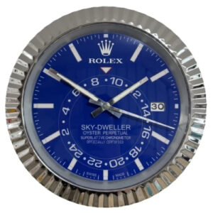 Sky Dweller Wall Clock 34cm – Silver and Blue Luxury Silent Wall Clock