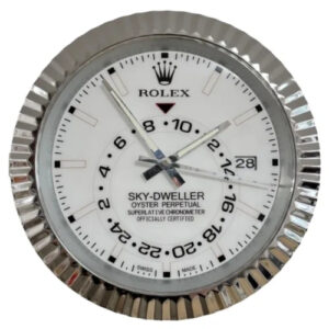 Sky Dweller Wall Clock 34cm – Silver and White Luxury Silent Wall Clock