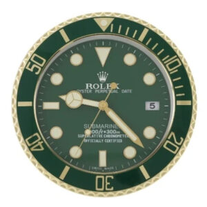 Submariner Wall Clock 34cm – Green with Gold Frame Luxury Silent Wall Clock