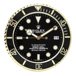Submariner Wall Clock 34cm – Black and Gold Luxury Silent Wall Clock