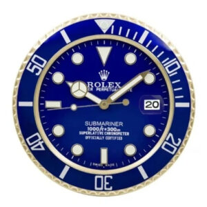 Submariner Wall Clock 34cm – Blue with Gold Frame Luxury Silent Wall Clock